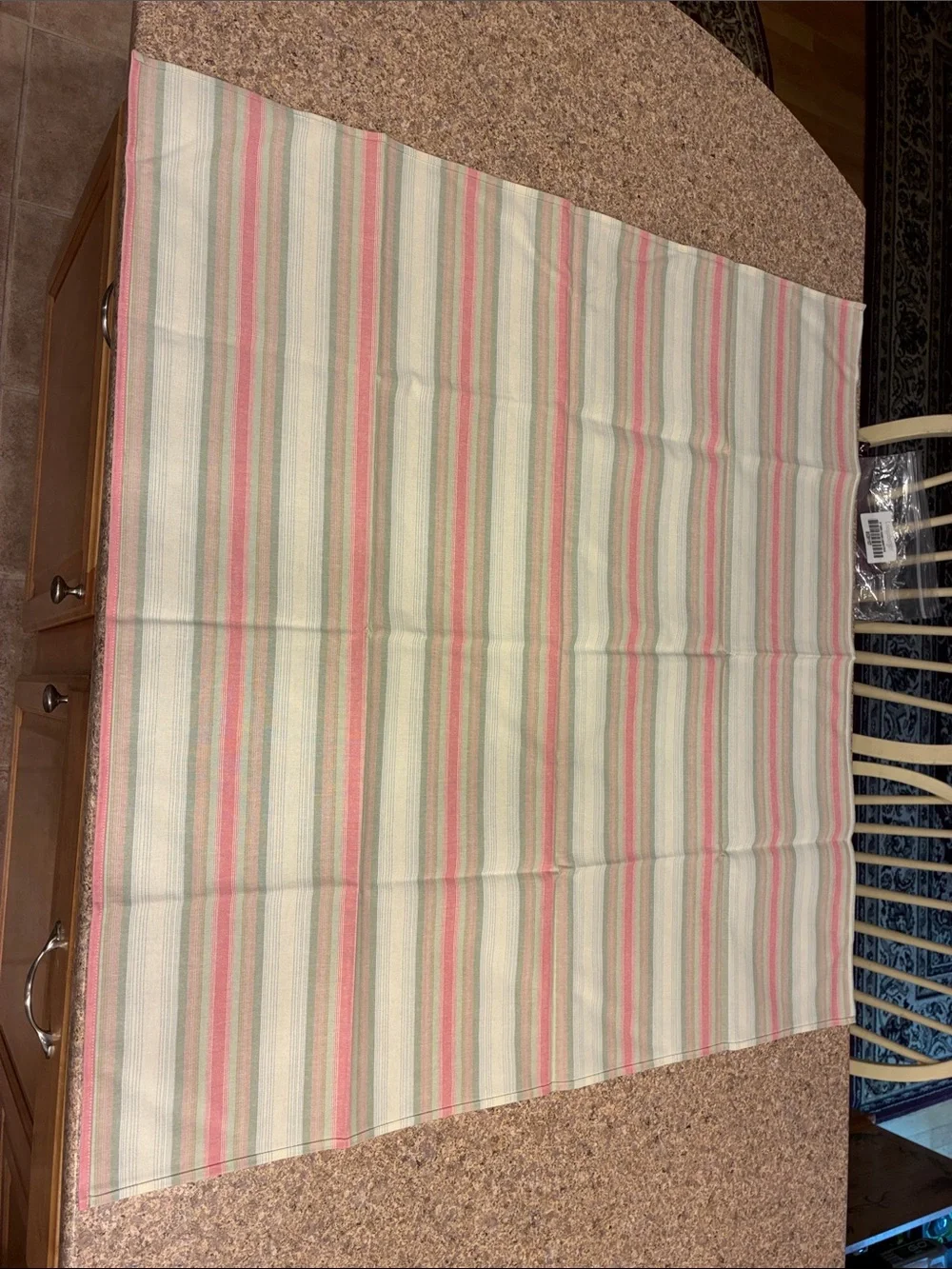 Longaberger 36” Cabana Stripe Fabric Square SMELLS MUSTY